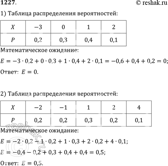 Изображение 1227 Найти математическое ожидание значений случайной величины Х9 распределение которых по вероятностям представлено в...