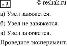 Изображение 9. Кусок верёвки выложен так, как показано на рисунке 1.8, a-в. Как вы думаете, завяжется ли узел, если потянуть за концы верёвки? Проверьте себя, проведя...
